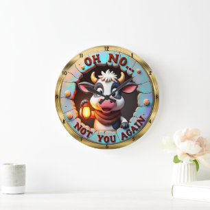 Grumpy Cow Humorous Welcome Large Clock