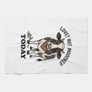 Grumpy Cow Valentine Moody Farm Humor Shirt Kitchen Towel