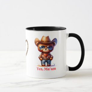 Grumpy Cowboy Book Boyfriend Yes Ma'am Teddy Bear Mug