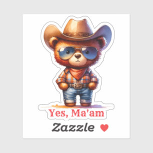 Grumpy Cowboy Book Boyfriend Yes Ma'am Teddy Bear Sticker