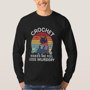 Grumpy Crochet Cat Funny Knitting Yarn Lovers Croc T-Shirt