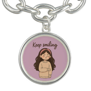 Grumpy Cute Girl Sticker – Long Hair & Oversized Bracelet