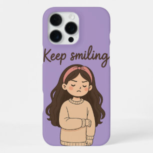 Grumpy Cute Girl Sticker – Long Hair & Oversized iPhone 16 Pro Max Case