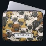 Grumpy Cute Pugs Bulldogs Personalized Laptop Sleeve<br><div class="desc">Super cute personalized gift with a pug dog crowd,  each is having an expression. These cute & funny little ones will make your day! Customize by adding your name to the label box.</div>