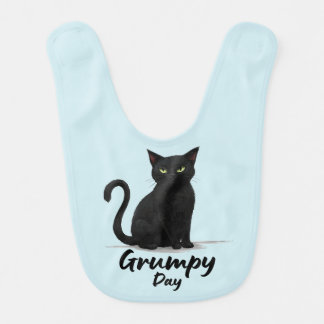 Grumpy Day with Black Cat Baby Bib