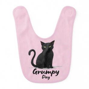 Grumpy Day with Black Cat Baby Bib