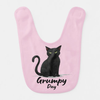 Grumpy Day with Black Cat Baby Bib