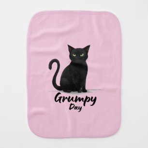 Grumpy Day with Black Cat Baby Burp Cloth