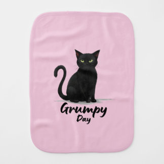 Grumpy Day with Black Cat Baby Burp Cloth