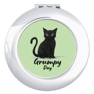 Grumpy Day with Black Cat Compact Mirror