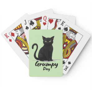 Grumpy Day with Black Cat Poker Cards