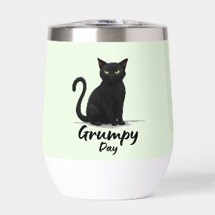 Grumpy Day with Black Cat Thermal Wine Tumbler