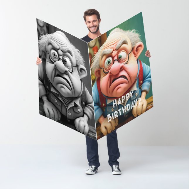 Grumpy  disbelief old man confused Birthday Card (In Situ)