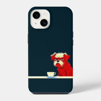 Grumpy Dog Coffee Time - Cute Minimalist Phone Cas iPhone 14 Case