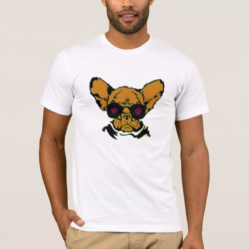 Grumpy dog with retro aviator glasses Funny Dog T_Shirt