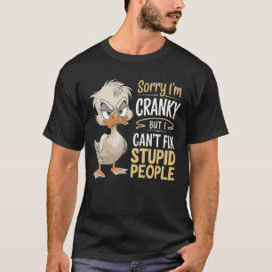 Grumpy Duck Cartoon - Funny Cranky Animal Art T-Shirt