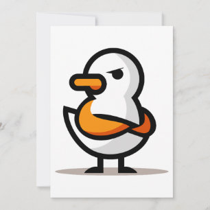 Grumpy Duck Minimalist Cartoon Mascot Holiday Card