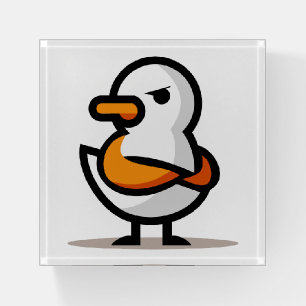 Grumpy Duck Minimalist Cartoon Mascot Paperweight