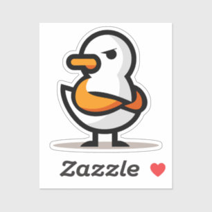 Grumpy Duck Minimalist Cartoon Mascot Sticker