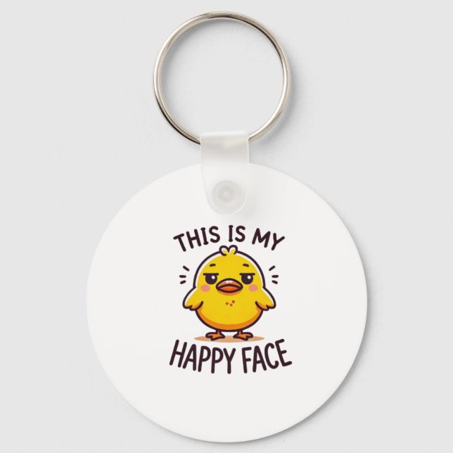 grumpy duck-this is my happy face funny  keychain (Front)