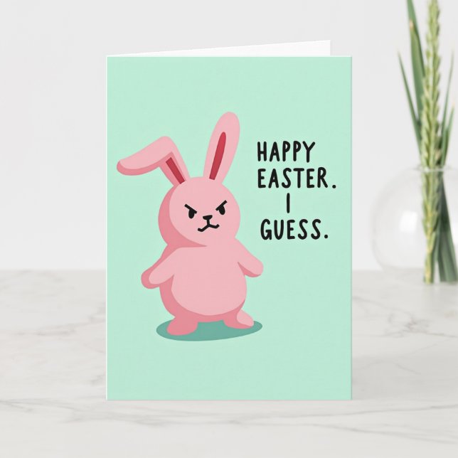 Grumpy Easter Bunny Guessing Card (Front)