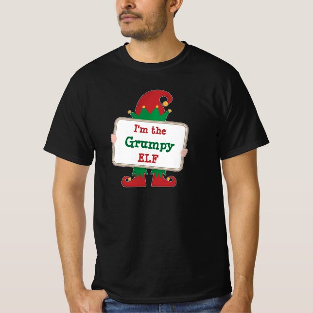 Grumpy Elf | Personalized Christmas Elf T-Shirt (Front)