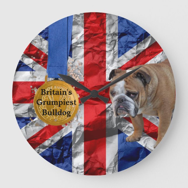 Grumpy English Bulldog Acrylic Wall Clock   (Front)