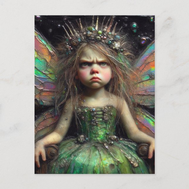 Grumpy Fairy in Green Dress Postcard (Front)