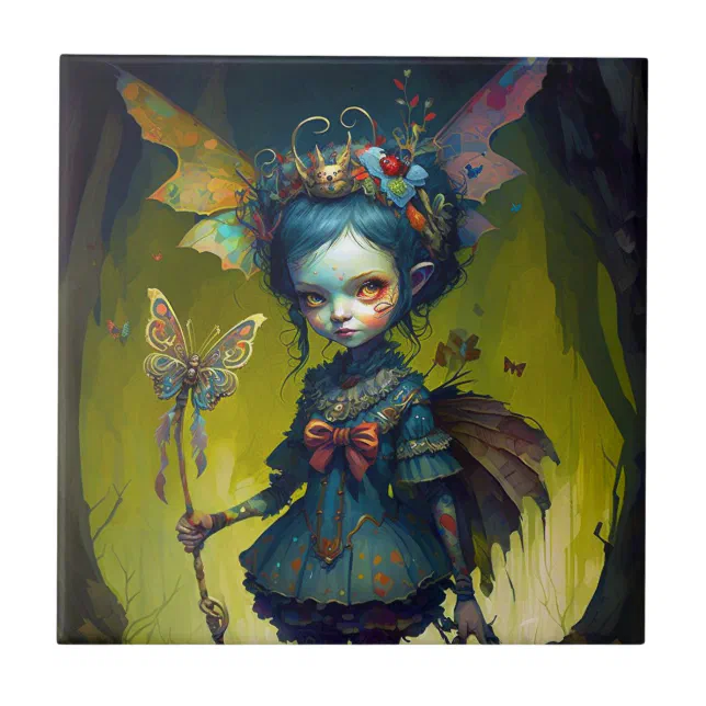 Grumpy Fairy Pixie Fantasy Art Ceramic Tile | Zazzle