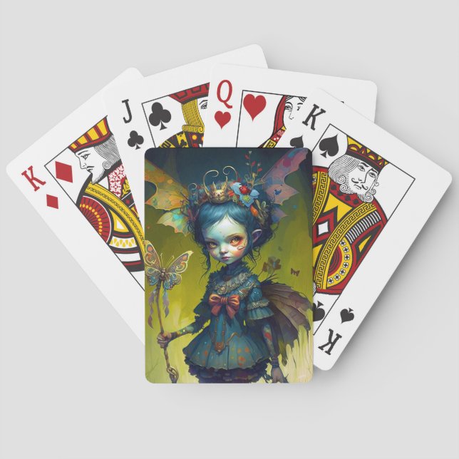 Grumpy Fairy Pixie Fantasy Art Poker Cards (Back)