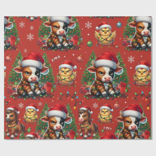 Grumpy Farm Animal Christmas Wrapping Paper