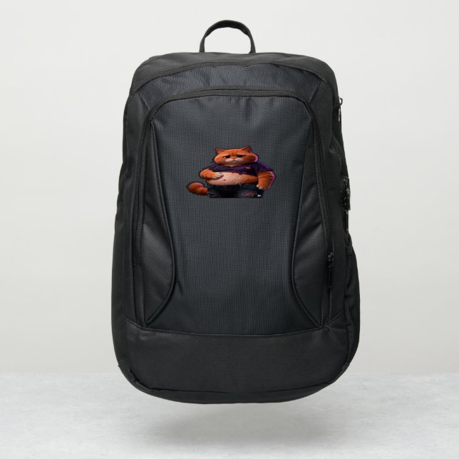 Grumpy Fat Cat Backpack | Funny Orange Cat School  (Front)