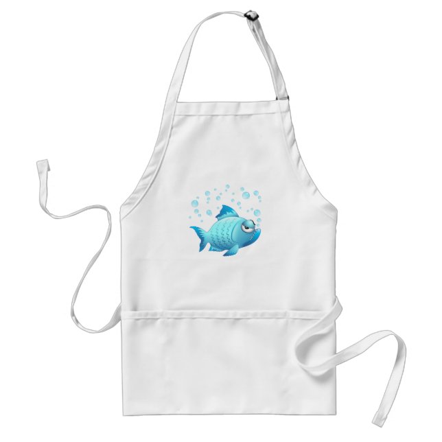 Grumpy Fish Cartoon Adult Apron (Front)