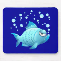 Grumpy Fish Cartoon Mouse Pad