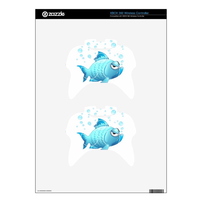 Grumpy Fish Cartoon Xbox 360 Controller Decal