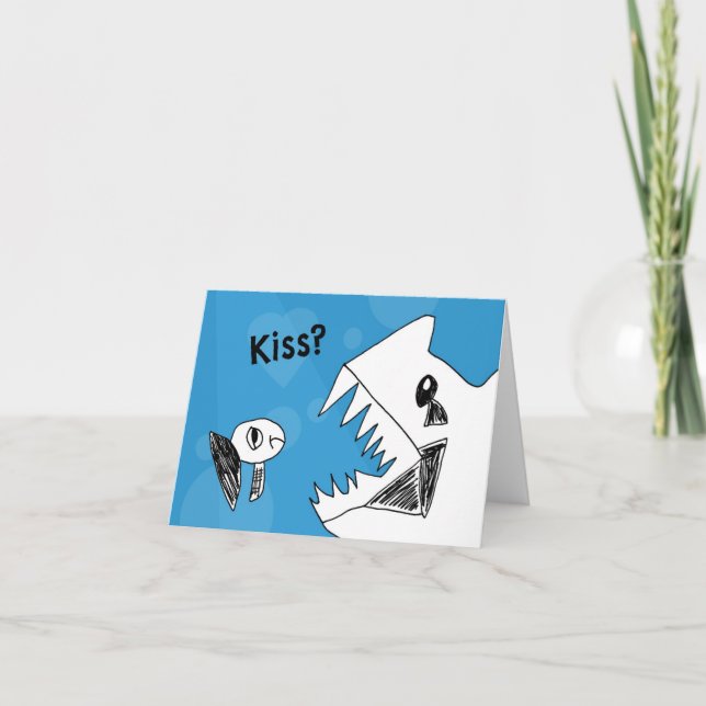Grumpy Fish Needs a Kiss Notecard (Front)