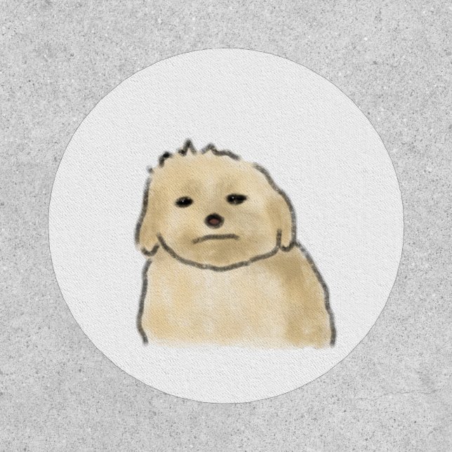 Grumpy Fluffy Cream Dog Funny Gift Patch (Front)
