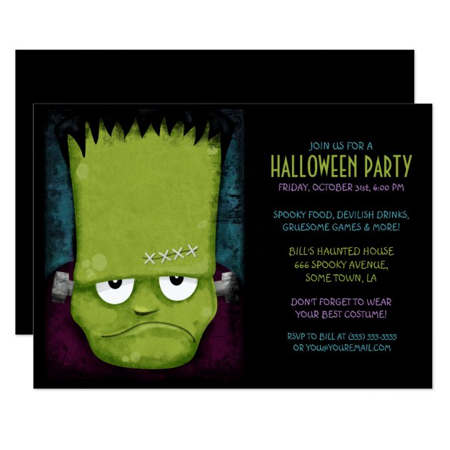 Grumpy Frankenstein's Monster Halloween Party Invitation