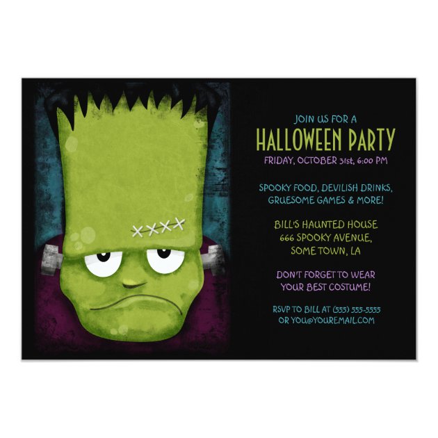 Grumpy Frankenstein's Monster Halloween Party Invitation