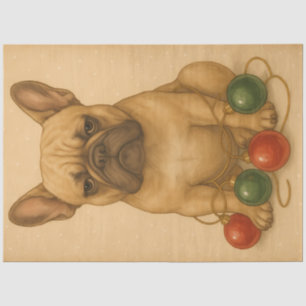 Grumpy Frenchie Christmas Ornaments Vintage  Tissue Paper