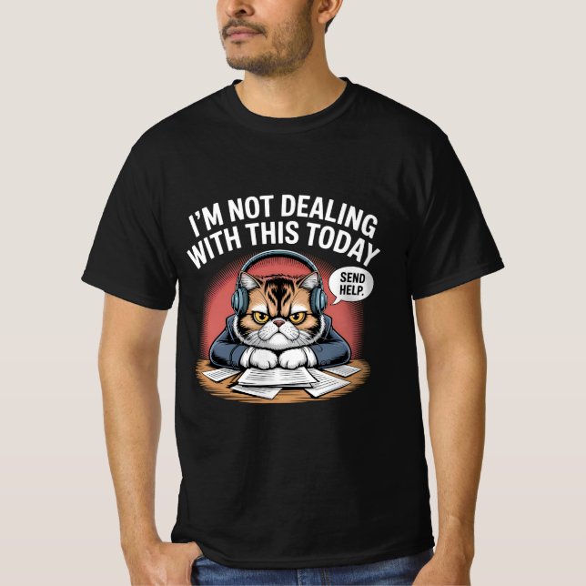 “Grumpy Frenchie: Too French to Smile Tee” T-Shirt (Front)