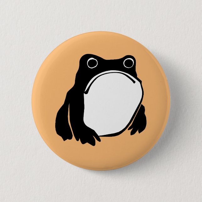 Grumpy Frog drawing Japanese art by Matsumoto Hoji Button (Front)