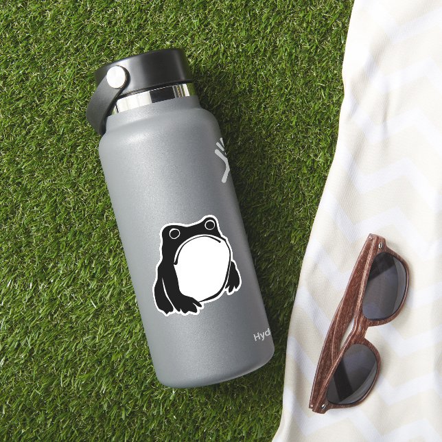 Grumpy Frog drawing Japanese art by Matsumoto Hoji Sticker (HydroFlask Insitu)