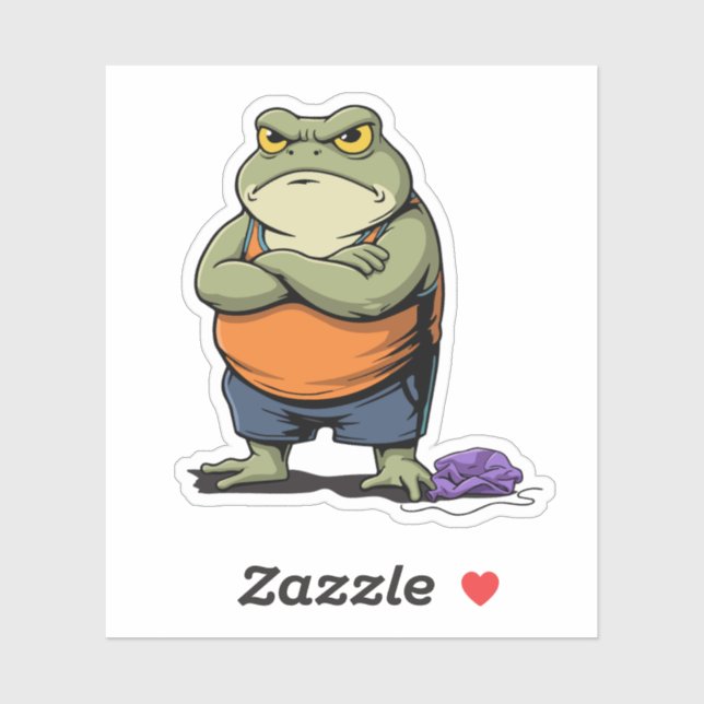Grumpy Frog Funny Cartoon Frog Sticker (Sheet)