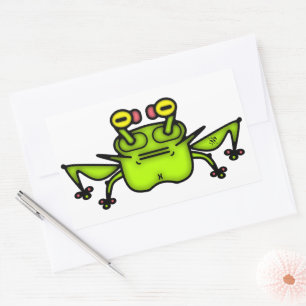 Grumpy Frog Weird Cartoon Creature Rectangular Sticker
