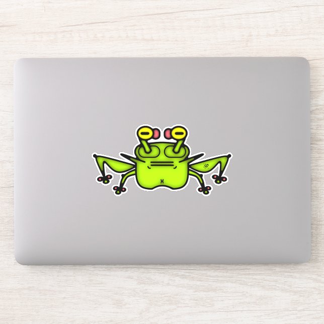 Grumpy Frog Weird Cartoon Creature Sticker (Computer)