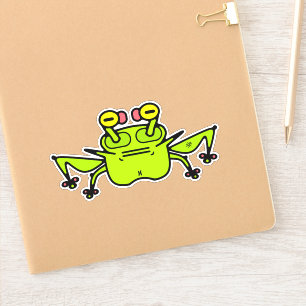 Grumpy Frog Weird Cartoon Creature Sticker