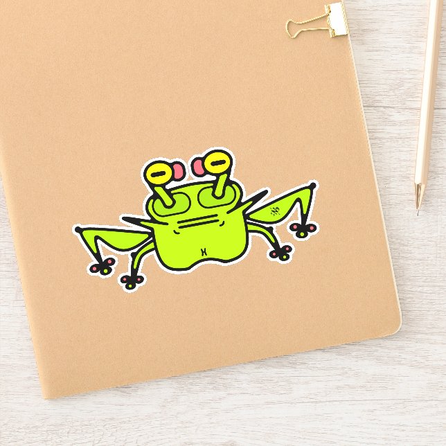 Grumpy Frog Weird Cartoon Creature Sticker (Notebook)