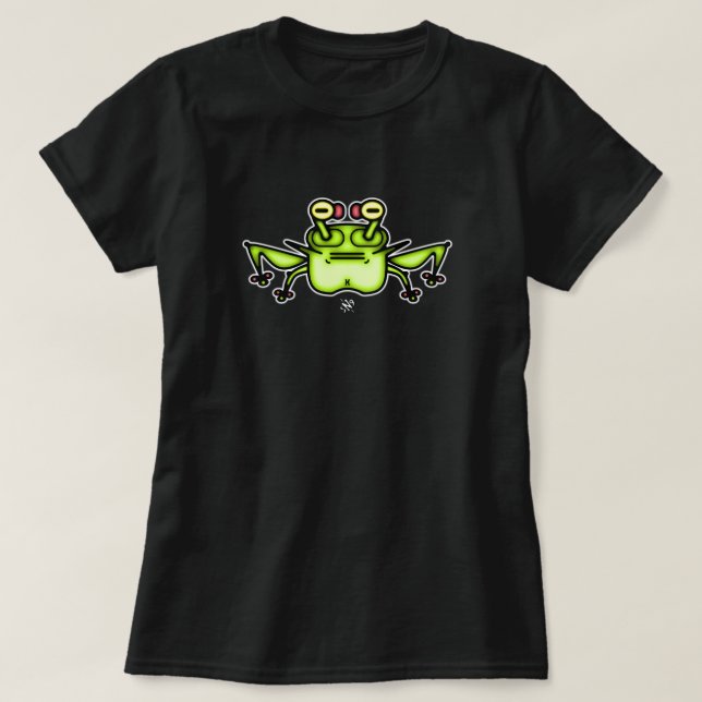 Grumpy Frog Weird Cartoon Creature T-Shirt (Design Front)