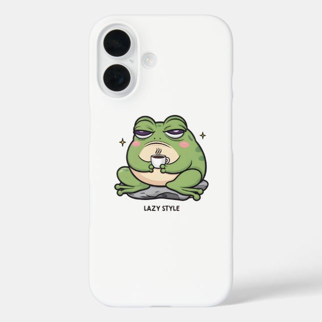 Grumpy Frog with a Tiny Cup of Coffee Case-Mate iPhone Case (Back)